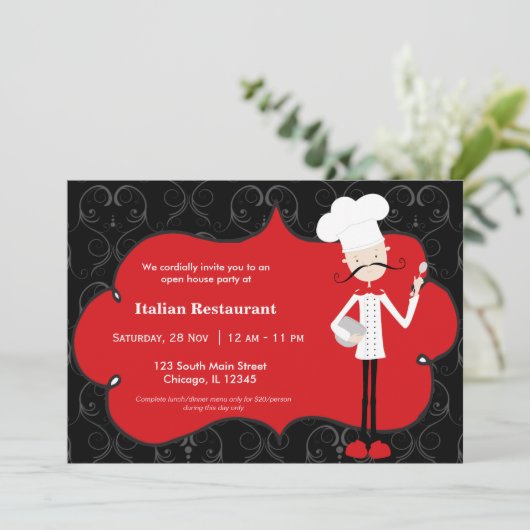 Restaurant Koch Einladung (Stehend Vorderseite)