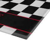 Restaurant Koch Hut auf Schwarz und Weiß Checked Schneidebrett (Ecke)