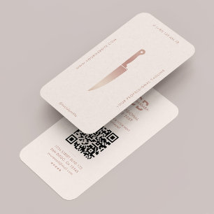 Restaurant Koch Knife Pastel Pink Moderne Visitenkarte