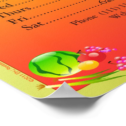 Restaurant Liefert Open Sign Sunnyside Poster (Ecke)