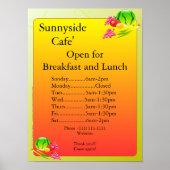 Restaurant Liefert Open Sign Sunnyside Poster (Vorne)