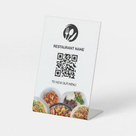 Restaurant Logo Digital Menu QR Code Pedestal Sign Sockelschild