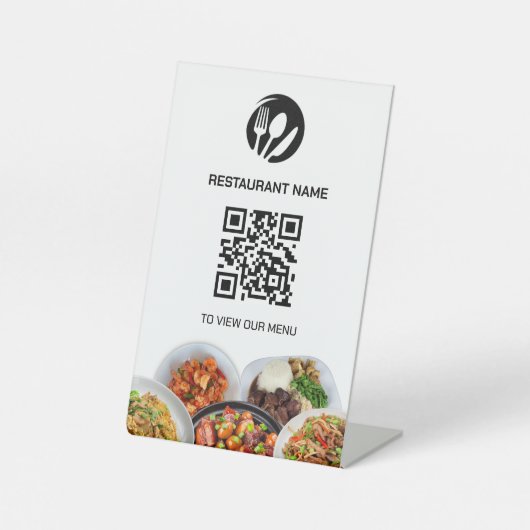 Restaurant Logo Digital Menu QR Code Pedestal Sign Sockelschild (Vorderseite)