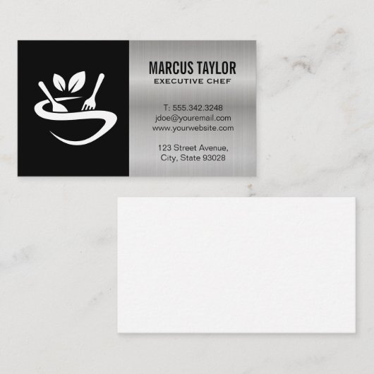 Restaurant-Logo | Metallic Visitenkarte (Vorne/Hinten)