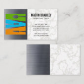 Restaurant-Logo | Metallischer Marmor Visitenkarte (Vorne/Hinten)