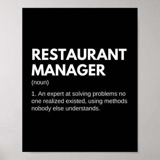 Restaurant-Manager Funny Definition Poster (Vorne)