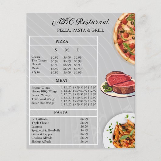 Restaurant Menü Flyer Flyer | Druckbares Design (Vorne)