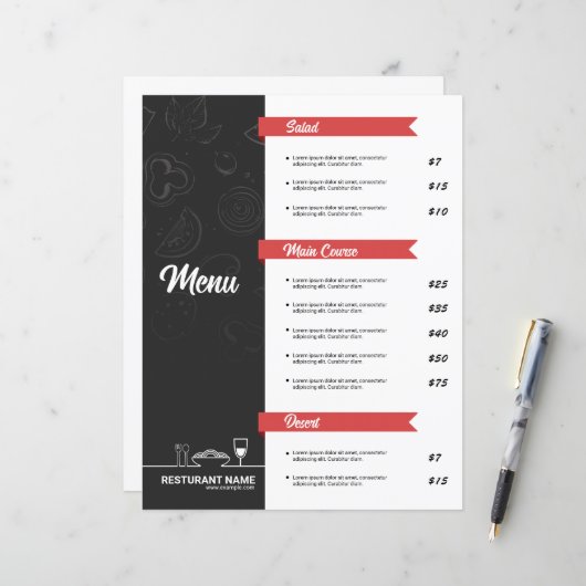 Restaurant Menu Flyer Template (Vorderseite/Rückseite Beispiel)