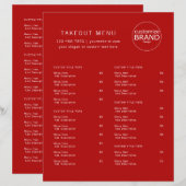 Restaurant-Menü mit Roten Logos für den Catering (Vorne/Hinten)