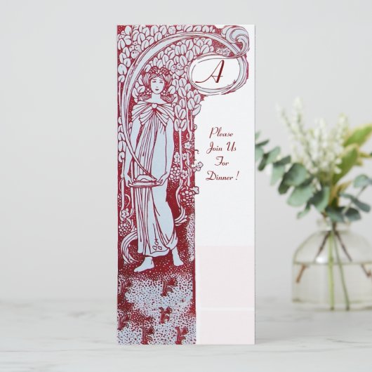 RESTAURANT MENU MONOGRAM, Dinner, Brunch Einladung (Stehend Vorderseite)