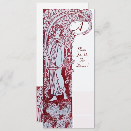 RESTAURANT MENU MONOGRAM, Dinner, Brunch Einladung (Vorne/Hinten)