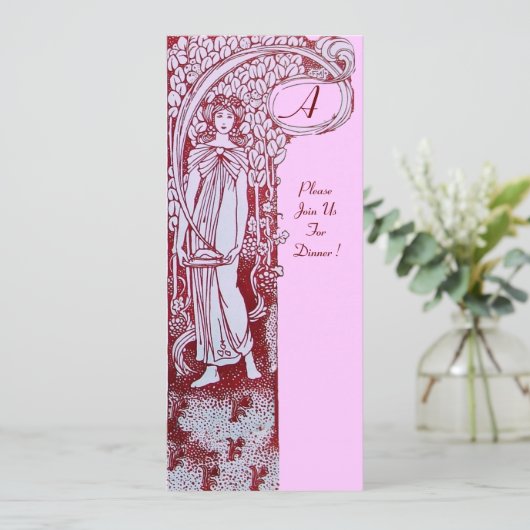RESTAURANT MENU MONOGRAMM Rosa Braun Abendessen, B Einladung (Stehend Vorderseite)