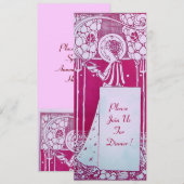 RESTAURANT MENU MONOGRAMM Rosa Weißes Abendessen, Einladung (Vorne/Hinten)