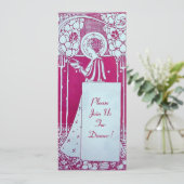 RESTAURANT MENU MONOGRAMM Rosa Weißes Abendessen, Einladung (Stehend Vorderseite)