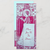 RESTAURANT MENU MONOGRAMM Rosa Weißes Abendessen, Einladung (Vorne/Hinten)