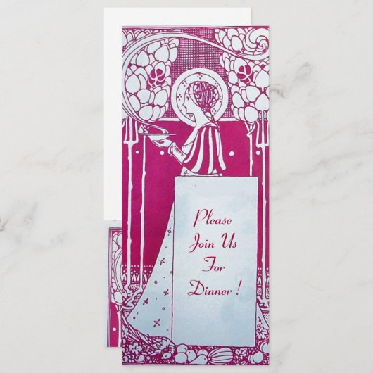 RESTAURANT MENU MONOGRAMM Rosa Weißes Abendessen, Einladung (Vorne/Hinten)