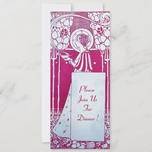 RESTAURANT MENU MONOGRAMM Rosa Weißes Abendessen,  Einladung (Vorderseite)