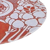 RESTAURANT MENU MONOGRAMM Rotes weißes Abendessen, Schneidebrett (Ecke)