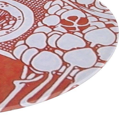 RESTAURANT MENU MONOGRAMM Rotes weißes Abendessen, Schneidebrett (Ecke)