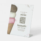 Restaurant Menü QR Code Vorlage Eiscreme Sockelschild (Vorderseite)