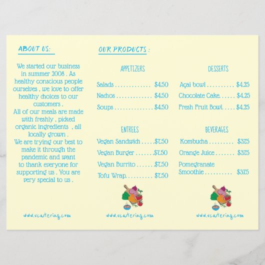 Restaurant Menü Trifold Broschüre mit Coupon (Rückseite)