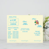 Restaurant Menü Trifold Broschüre mit Coupon (Stehend Vorderseite)