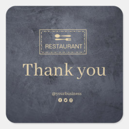 Restaurant mit eigenem Logo | Vielen Dank für Ihre Quadratischer Aufkleber