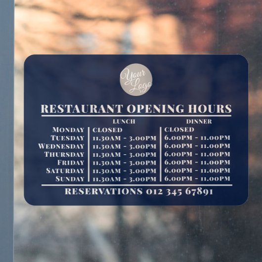 Restaurant mit individuellem Logo zum Mittagessen Fensteraufkleber