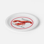 Restaurant mit Meeresfrüchten Empfang Red Hummer P Pappteller (Schrägansicht)