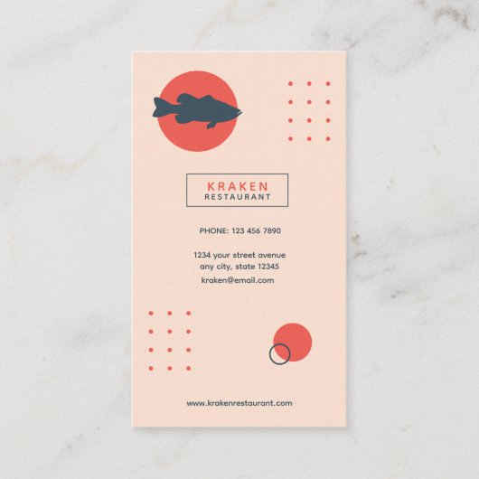 Restaurant mit Meeresfrüchten Visitenkarte (Rückseite)