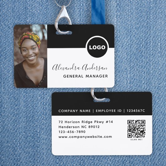 Restaurant-Mitarbeiter-Foto-ID-QR-Code Schwarz Ausweis