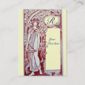 RESTAURANT MONOGRAM 2 rotes, weißes Perlenpapier Visitenkarte (Rückseite)