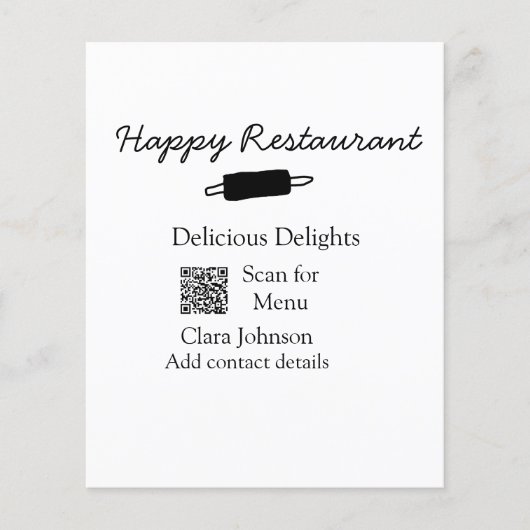 Restaurant Name Scan QR Menü hinzufügen Kontaktdat (Vorderseite)
