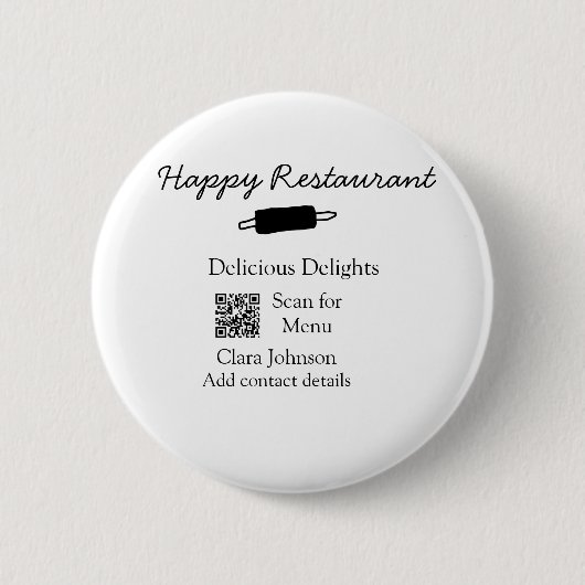 Restaurant Name Scan QR Menü hinzufügen Kontaktdat Button (Vorderseite)
