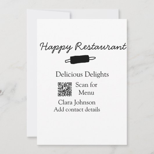 Restaurant Name Scan QR Menü hinzufügen Kontaktdat Einladung (Vorderseite)