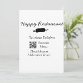 Restaurant Name Scan QR Menü hinzufügen Kontaktdat Einladung (Stehend Vorderseite)