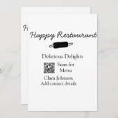 Restaurant Name Scan QR Menü hinzufügen Kontaktdat Einladung (Vorne/Hinten)