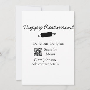 Restaurant Name Scan QR Menü hinzufügen Kontaktdat Einladung