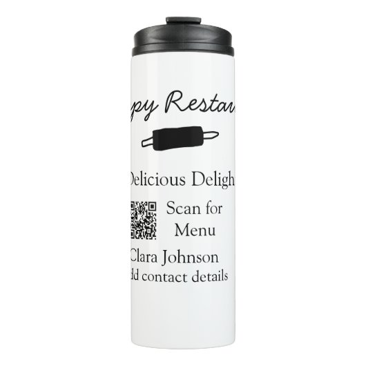 Restaurant Name Scan QR Menü hinzufügen Kontaktdat Thermosbecher (Vorderseite)