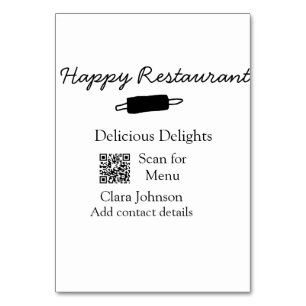Restaurant Name Scan QR Menü hinzufügen Kontaktdat Tischnummer