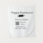 Restaurant Name Scan QR Menü hinzufügen Kontaktdat Wandteppich (Vorderseite)
