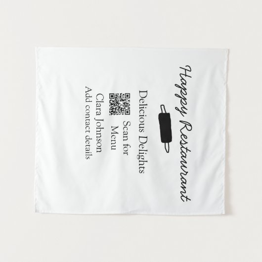 Restaurant Name Scan QR Menü hinzufügen Kontaktdat Wandteppich (Vorderseite (Horizontal))