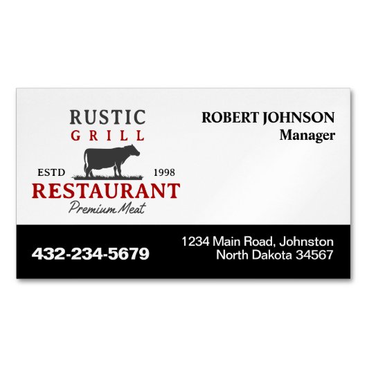 Restaurant oder andere Magnetkarten Magnetische Visitenkarte (Vorderseite)