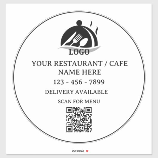 Restaurant oder Café Logo QR-Code Werbung Vinyl Aufkleber (Blatt)