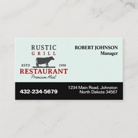 Restaurant oder sonstige Geschäfte Visitenkarte (Vorderseite)