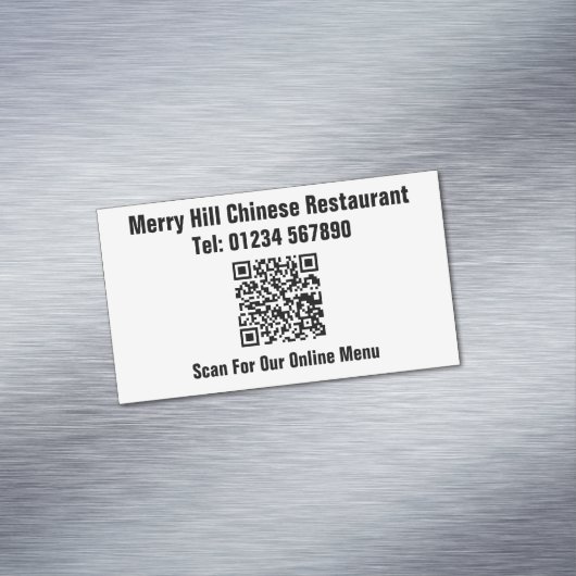 Restaurant Online Menü QR Code Magnetische Visitenkarte (Beispiel)