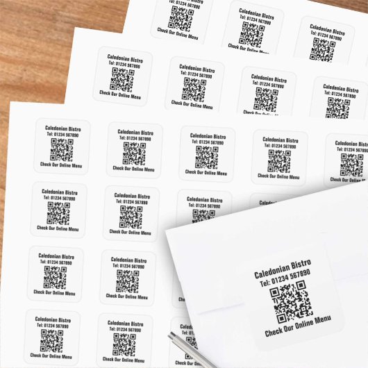 Restaurant Online Menü QR Code Quadratischer Aufkleber