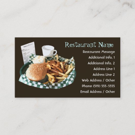Restaurant-/Restaurant-/Café-Visitenkarten Visitenkarte (Vorderseite)