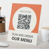 Restaurant Scan Menü Bestellung QR Code Orange Sockelschild (In Situ)