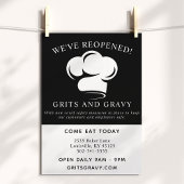 Restaurant Schwarz-weiß Koch Hat Covid Wiedereröff Flyer